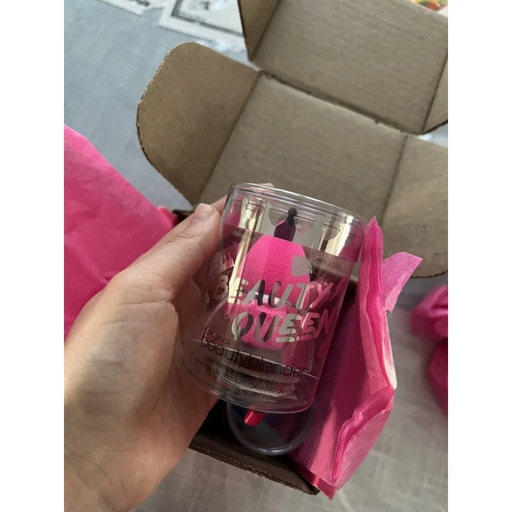 PINK Beauty Queen Original Beauty Blender Sponge makeup tool + Stand New